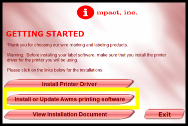 Impact AWMS disc main menu