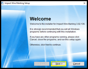 Impact AWMS software welcome screen