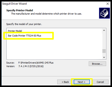 Impact AWMS Specify Printer Model