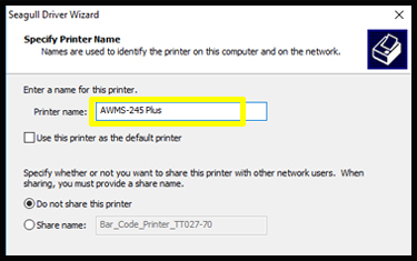 Printer Renamed to AWMS-245 Plus